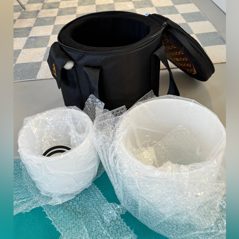 Crystal Singing Bowls with case - 7 inch F, 9 inch C